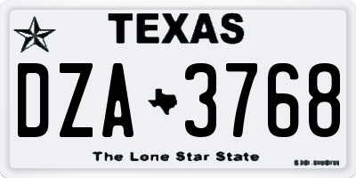 TX license plate DZA3768