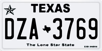 TX license plate DZA3769