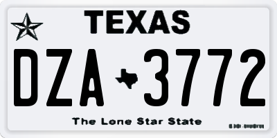 TX license plate DZA3772