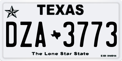TX license plate DZA3773