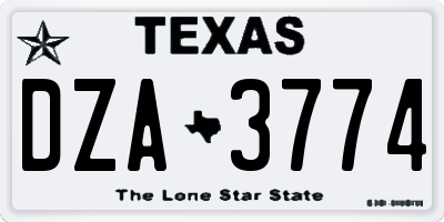 TX license plate DZA3774