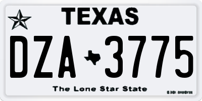 TX license plate DZA3775