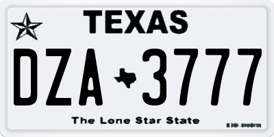 TX license plate DZA3777