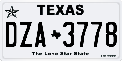 TX license plate DZA3778
