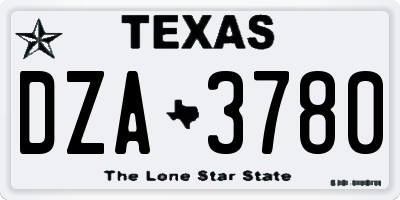 TX license plate DZA3780