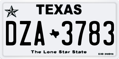 TX license plate DZA3783