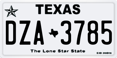 TX license plate DZA3785