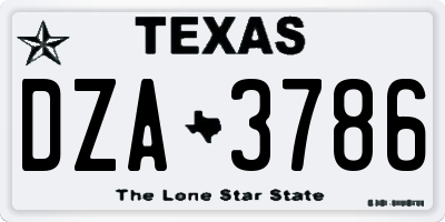 TX license plate DZA3786