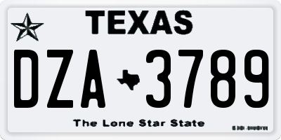 TX license plate DZA3789