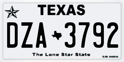 TX license plate DZA3792