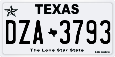 TX license plate DZA3793