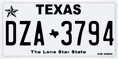 TX license plate DZA3794