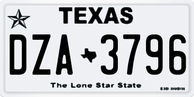 TX license plate DZA3796
