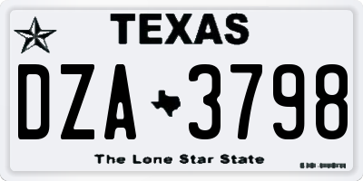 TX license plate DZA3798