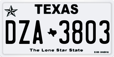 TX license plate DZA3803