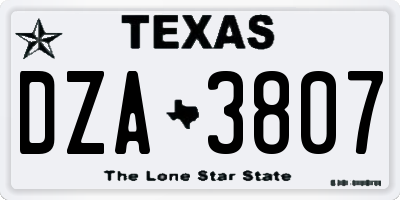TX license plate DZA3807