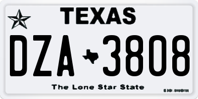 TX license plate DZA3808