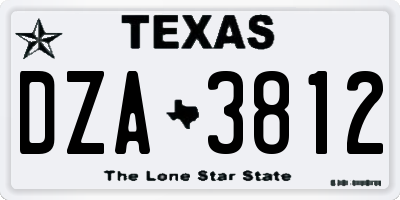 TX license plate DZA3812