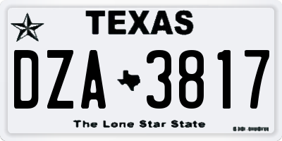 TX license plate DZA3817