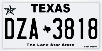 TX license plate DZA3818