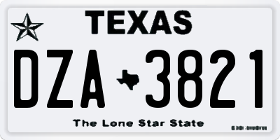 TX license plate DZA3821