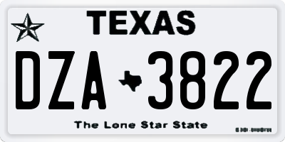 TX license plate DZA3822