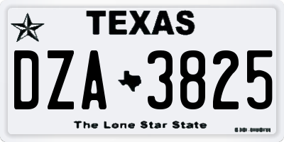 TX license plate DZA3825