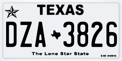 TX license plate DZA3826