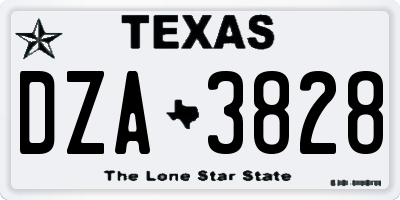 TX license plate DZA3828