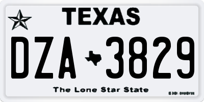 TX license plate DZA3829