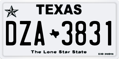 TX license plate DZA3831