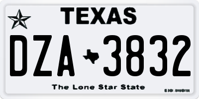 TX license plate DZA3832
