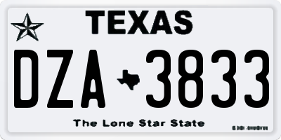 TX license plate DZA3833