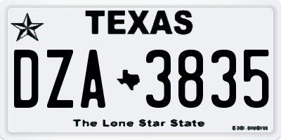 TX license plate DZA3835