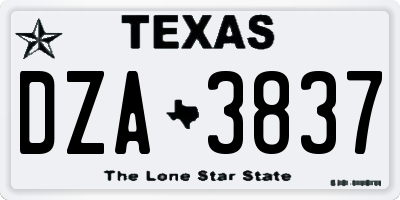 TX license plate DZA3837