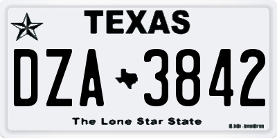 TX license plate DZA3842