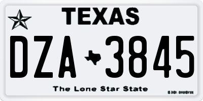 TX license plate DZA3845