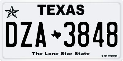 TX license plate DZA3848