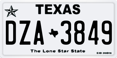 TX license plate DZA3849