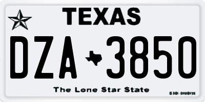 TX license plate DZA3850