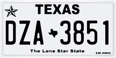 TX license plate DZA3851