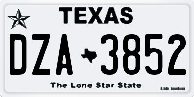 TX license plate DZA3852