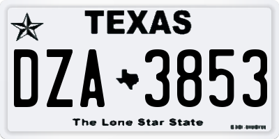 TX license plate DZA3853