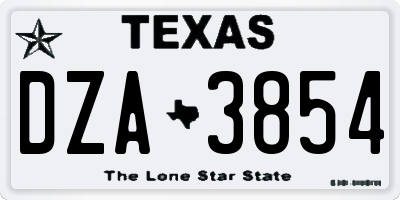 TX license plate DZA3854