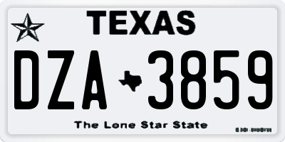 TX license plate DZA3859