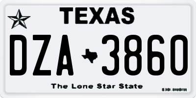 TX license plate DZA3860