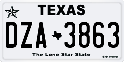 TX license plate DZA3863