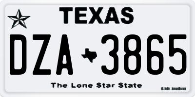 TX license plate DZA3865