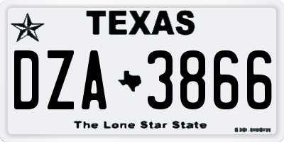 TX license plate DZA3866