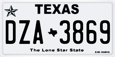 TX license plate DZA3869